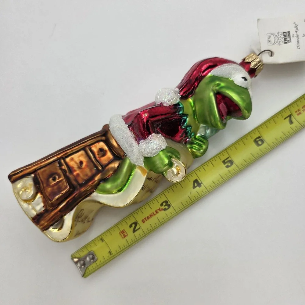 Christopher Radko Kermit Muppets Checking It Twice 1997 Glass Christmas Ornament